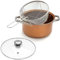 TRTO 4 in 1 Fryer Stove Top Chip Pan Deep Fat Stew Frying Basket Glass Lid Bake
