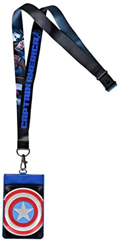 Deluxe Marvel Schlüsselband mit PU-Kartenhalter – Captain America