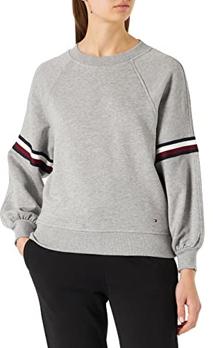 Tommy Hilfiger Felpa Donna senza Cappuccio, Grigio (Light Grey Heather), XL