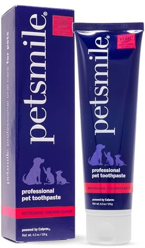 Petsmile Professional Pet Toothpaste for Cats & Dogs - Only VOHC Accepted Toothpaste - Clinically Proven to Control Plaque & Tartar Calprox Formula (71 g, 2.5 Oz (Pack of 1), Rotisserie Chicken)