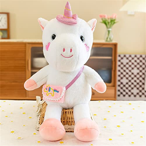 EXQUILEG Einhorn Kuscheltier Groß XXL Mit Bunt Schwanz, Niedlich Einhorn Plüschtier Geschenke für mädchen Einhorn Spielzeug (Weiß,35cm)