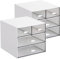 Umtiti 2 PCS Desk Storage, Makeup Storage Box With 4 Drawers, Plastic Office Stationery Supplies Organizers, Desktop Organizer for Office School Home And Bathroom (White-2pcs，UK)