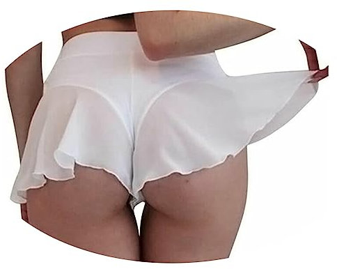 ORANDESIGNE Scrunch Butt Sportshorts Damen Push Up Booty Nahtlos Biker Yoga Fitness Gym Shorts Hohe Taille Pole Dance Rüschen Bikini Rave Cut Out Clubwear E Weiß XL