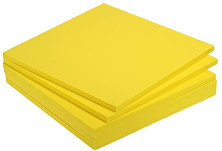 QUARKZMAN Espuma EVA Hojas Amarillo, Espuma para Tapizar 25x25cm Espesor 10mm, para Disfraces Artes Proyectos DIY, Paquete de 6