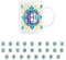 Purely Home Moroccan Tile Yellow & Blue Letter E Mug - White Initial Personalised Alphabet Tea Coffee Bone China Mug