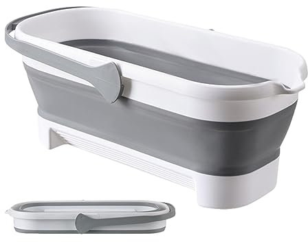 Huasean Seau Pliable – Panier Pratique Rectangulaire Pliable | Vadrouille Pliable Portable avec Poignée | Seau Pliable pour Laver La Vaisselle, Le Camping, La Randonnée Et La Maison.