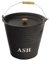 ADEPTNA 12L Vintage Metal Ash Bucket with Lid Wooden Handle Fireplace Container Litre Coal Bin