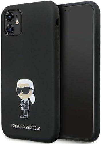 Karl Lagerfeld KLHCN61SMHKNPK Hülle für iPhone 11 / Xr 6.1 Schwarz Silicone Ikonik Metal Pin