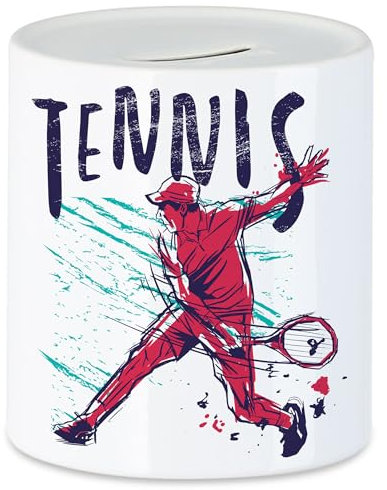 Hey!Print Tennis Spardose Tennisschläger Spieler Spiel Spielball Sport Freizeit Hobbie Tennisplatz Bewegung Tennis Schläger