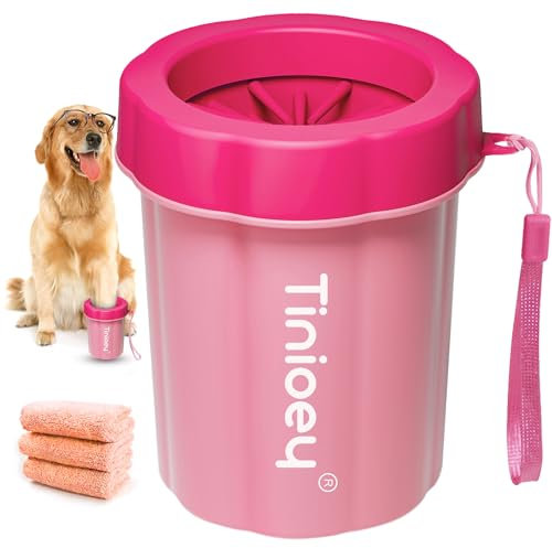 Tinioey Dog Paw Cleaner for Medium Dogs | Paw Washers for Dogs | Pet Foot Cleaner | Pet Washing Equipment | Dog Accessories (with 3 Absorbent Towels)