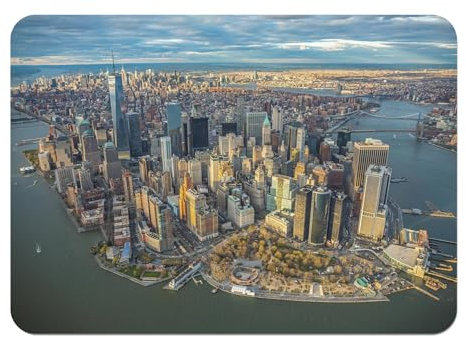 Platzset, weich, Unterseite aus Kork, Deckchen, New York, Manhattan Panorama, Stadt, USA, Himmelskratzer, großes Format, 39,5 x 28,5 cm