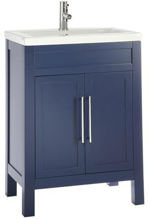 Milano Navy Blue 615mm Bathroom Vanity Unit Chrome Bar Handle