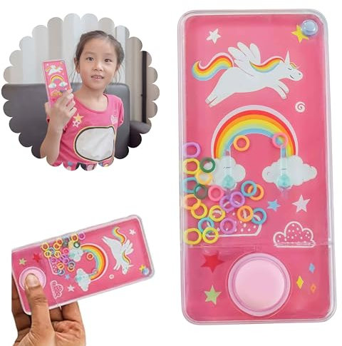 Handheld Water Ring Toss Game 14cm, Retro Rainbow Aqua Toy Console, Stress Relief Travel Game, Kids Party Favour, Classic Stocking Stuffer Gift for Boys & Girls