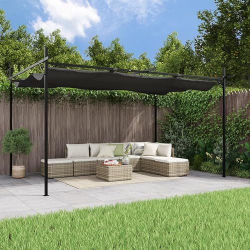 ARKEM Pérgola con Cubierta retráctil Gris Antracita 395x292x230 cm pergolas de Jardin Madera pergolas de Madera