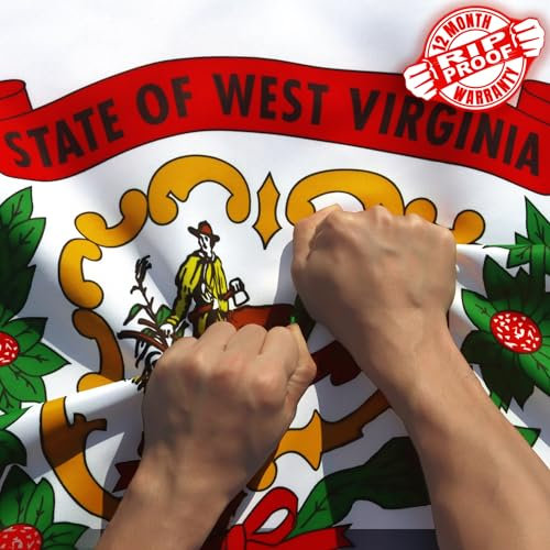 Anley Reißfeste, doppelseitige, 3-lagige Flagge des Bundesstaates West Virginia, 90x150 cm – Kopfzeile aus Segeltuch und knitterfrei – die stärkste und langlebigste West Virginia-WV-Flagge