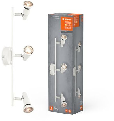 LEDVANCE LED SPOT GU10 3 x 3,4W, 690lm, weiß, 2.700K Farbtemperatur, warmweiße Lichtfarbe, zeitloses Design, austauschbare LED-Lampe, ideal für Innenräume, CRI 90, verstellbare Köpfe