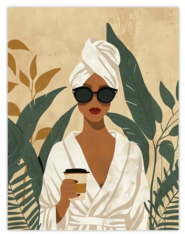 Artery8 Plant and Coffee Lover Self Care Spa Day For Bathroom Large Wall Art Poster Print Thick Paper 18X24 Inch