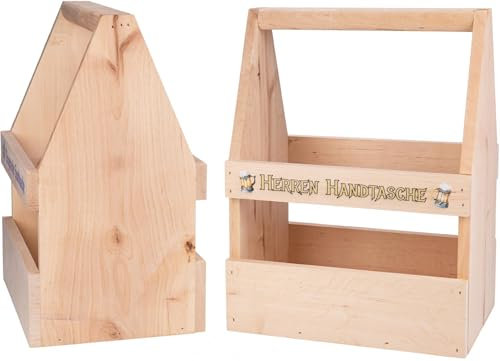 Holz Bierträger aus FSC® Erle mit Bunt Druck: Herren Handtasche