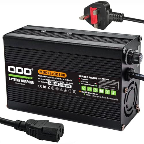 QDD 84V 3A Charger 72V Li-ion Battery Smart Charger Used for 20S 72V Li-ion Battery High Power with Fan Aluminum Case
