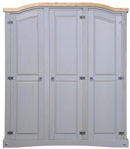 Wardrobe Mexican Pine Corona Range 3 Doors Grey, Grey, wenjingqiUK-282621