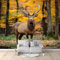 Papier Peint Panoramique Élan Animal D'Automne 350x256 cm Papier Peint Intissé Mural, Poster Geant Mural Impression 3D, pour Salon Chambre d'enfants restaurant Décoration Murale