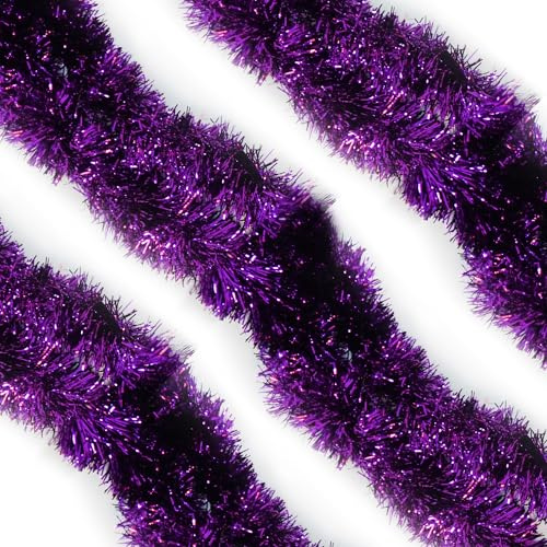 WedDecor 9 cm lange Lametta-Girlande für Weihnachtsbaumschmuck, 2 m dünne Weihnachts-Lametta-Girlande für Innen- und Außenbereich, Weihnachtsdekoration, Partyzubehör, Lila