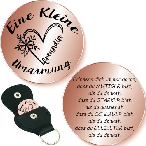 Tixlux Kleine Umarmung Glücksbringer, Glücksbringer mit Tasche, Pocket Hug, Mutmacher Geschenk, Gute Besserung Geschenke, Schlüsselanhänger für Freundin Frauen Patient (Roségold)
