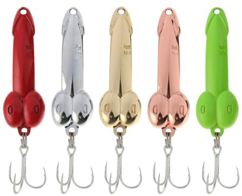 5 Pcs Fishing Spoons Lures Metal Hard Baits Funny Fishing Spinner Lures with Triple Hooks for Saltwater Freshwater Trout Bass Salmon Fishing Weight 5g