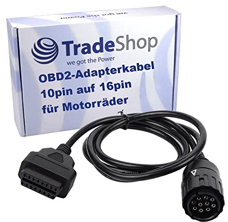 Trade-Shop OBD2 Diagnose Adapter Kabel BMW 10pin auf 16pin kompatibel mit ICOM, UniCarScan UCSI-2000, OBDLink LX, OBDLink MX, ELM327 Interface