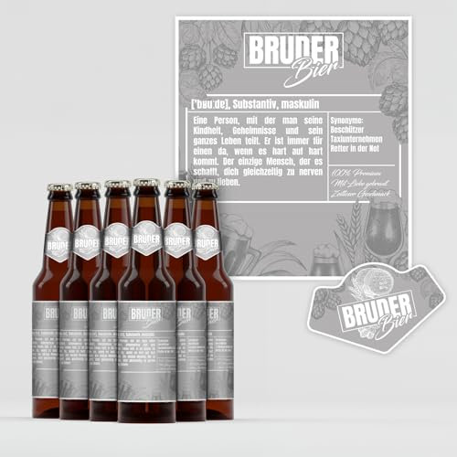 Yabaduu Bieretiketten selbstklebende Aufkleber für Bierflaschen Flaschenetiketten Geschenk für Geburtstag Hochzeiten Weihnachten Partys Sticker wasserfest Y077 (12 Stück, 08 Bruder)