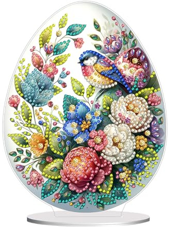 CXINLky DIY Diamond Art Painting Osterhase Tisch Deko, 5D Diamant Painting Ostern Tischdeko, Diamant Malerei Osterei Stehend Kunst Set für Ostern Hausgeschenk Deko-17-Ostereier