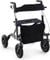 FANTASK Rollator mit Sitz für Senioren, faltbar und leicht mit Luftbereifung, Aluminium, Leichtgewicht Rollatoren, bis 160 kg, 2 in 1 Rollstuhl & Reiserollator (Schwarz)