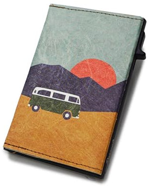 Paprcuts RFID Alu Kartenetui - Dünner Kartenhalter aus kratzfestem Aluminium und reißfestem HiTech Material Tyvek Bis zu 12 Karten & Geldscheine mit RFID Schutz Unisex | Vanlife - Roadtpying Koop