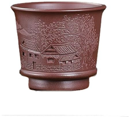 ENSDIEPLS Taza de té Kungfu Tea Juego de té de taza maestra con inscripción de la ciudad de Jiangnan, taza de té de arena púrpura de 140ml