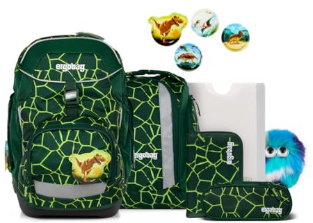 ergobag Pack Set Bundle ergonomischer Schulranzen flexibel 7-teilig Set 1. Klasse Grundschule für Mädchen und Jungen