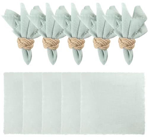 6 Stück Stoff Servietten Hochwertige Beige Servietten 45x55 cm Stoffservietten Salbeigrün Waschbar Stoffservietten Musselin für Tischdekoration Hochzeitsfeiern Cafés Restaurants (10 Stück Grau grün)