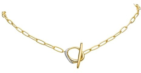 PAUL VALENTINE - Damen Halskette 925 Silber - mit Zirkonia Stein - T-Bar Oval Anhänger