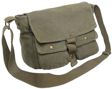 AFGWK School Vintage Canvas Messenger Bag for Men Crossbody Shoulder Bag Satchel Handbags(Green)