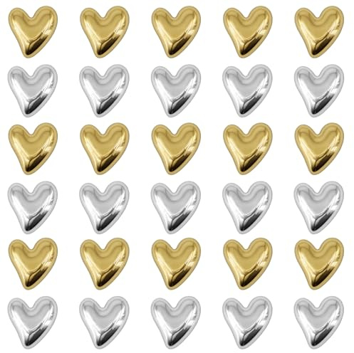 Solivive aimants Frigo 30 Pièces Cœur – Magnet Frigo Dorés et Argentés 15 Or + 15 Argent – Magnets Puissants 3D pour Réfrigérateur Tableau Blanc Notes Photos