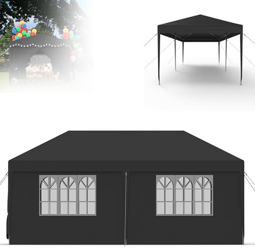 YZNAHRE Gartenpavillon 3 × 6 m, Partyzelt mit Stahlgestell, Anthrazit | Wasserfestes Polyesterdach mit abnehmbaren Seitenwänden, Stabiler Metallrahmen, geeignet für Garten, Terrasse und Camping