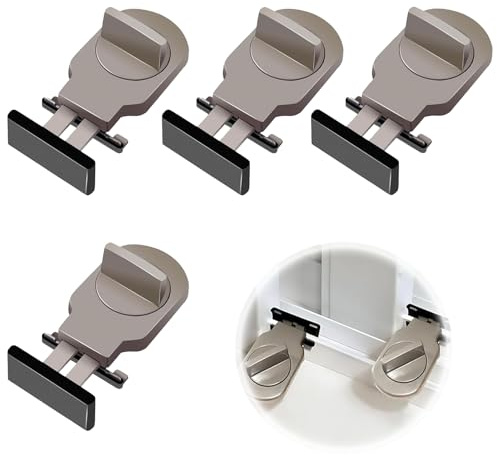 4 PCS Serrure Butée Réglable,Verrou Baie Coulissante,Serrure de Sécurité | Économique et Pratique,Installation sans perçage,Protection anti-rayures,Réglable et compatible,Solide et sécurisé