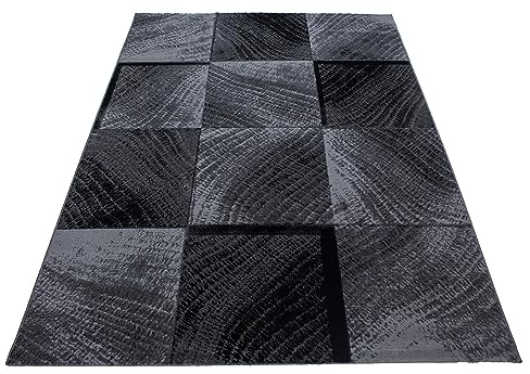 KADIMA DESIGN Kurzflorteppich Karo-Muster Pflegeleicht Waschbar Strapazierfähig Schwarz 80x150 cm Wohnzimmer Schlafzimmer Fußbodenheizung geeignet Schadstoffgeprüft Gekettelt Oeko-TEX | INN