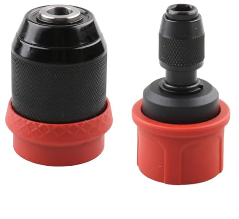 Alanmoship 2PCS Electric Drill Conversion Chuck Quick Release for 635mm Hex Shank Bits, Compatible with Corded and Cordless Models, Plastic and Metal Build, Red Black, for IDEAL for Workshop(a)