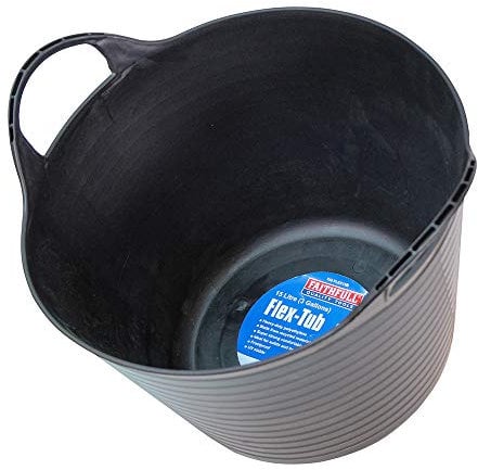 Faithfull Flex Tub – Multi-Purpose & Durable Flexible Bucket for Garden, DIY, Building & Farming - 15L (3gl), Black