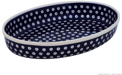 Original Bunzlauer Keramik Auflaufform oval 23.0x31,0x6.0cm (LxBxH), 1,8 Liter, für 3-4 Personen im Dekor 42