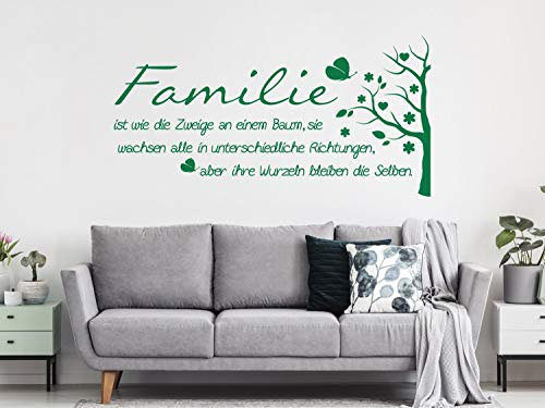 GRAZDesign Wandtattoo Familie Baum Wohnzimmer Spruch Flur Diele Wohnzimmer selbstklebend - 98x50cm / 071 grau