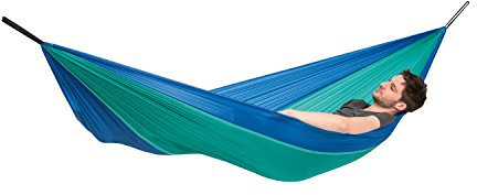 AMAZONAS Ultra-Light Hängematte Adventure Hammock Ice-Blue - Die leichteste Kingsize Hängematte der Welt 180g 275 x 140 cm Packmaß 18 x 6 cm bis 150 kg