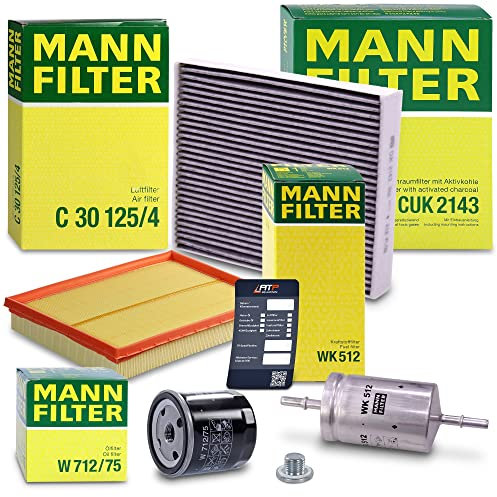 MANN-FILTER Inspektionspaket Filterset 1x Ölfilter, 1x Luftfilter, 1x Innenraumfilter (Aktivkohle), 1x Kraftstofffilter, 1x Ölablassschraube mit Dichtung Kompatibel mit OPEL MERIVA A (X03)