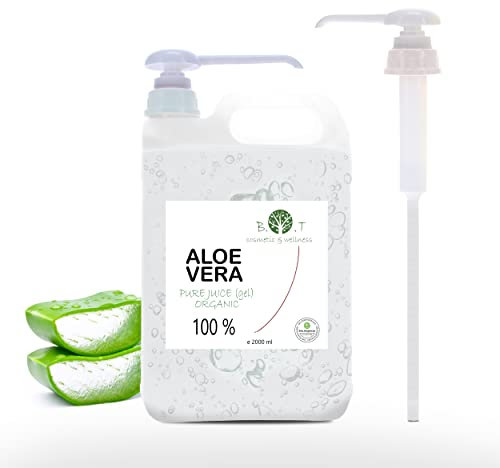 Bio Aloe Vera Konzentrat, 100% rein, Haut- & Haarpflege, Für DIY Kosmetik, Aloe Vera flüssig, frisch, rein und natürlich, 2000 ml