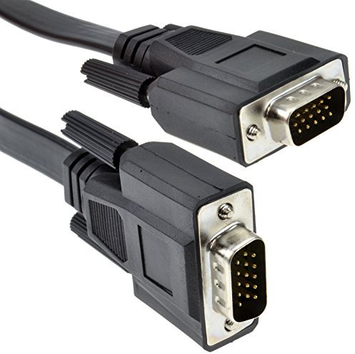 kenable Flat 15 Pin VGA Cable for PC Laptop to Monitor or TV Male to Male 15m [15 metres]